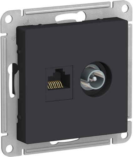 Розетка RJ45+TV Оконечная без рамки Systeme Electric AtlasDesign 2-м. карбон фото Розетка RJ45+TV Оконечная без рамки Systeme Electric AtlasDesign 2-м. карбон картинка